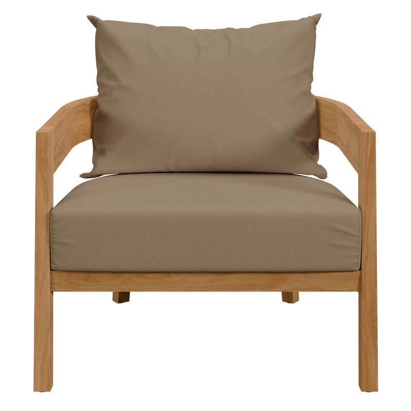 Modway Brisbane Teak Wood Outdoor Patio Armchair, Light Brown