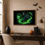 Art mural sur toile Neon Green Grim Reaper avec lanterne et faux-477401703