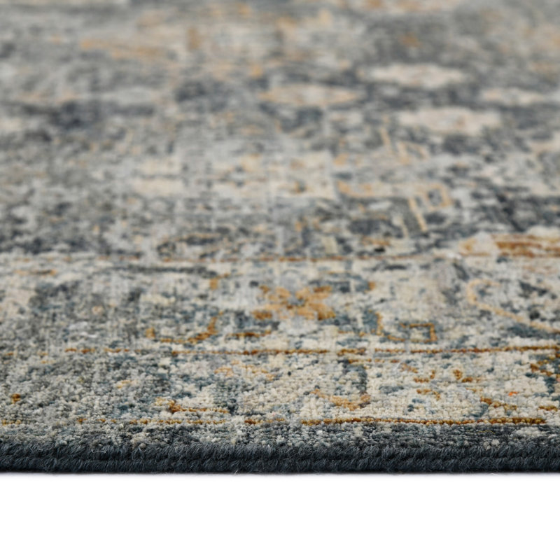 Oriental Handmade Hand-Knotted Area Rug in Blue/Gray, Rectangle 8' x 10'
