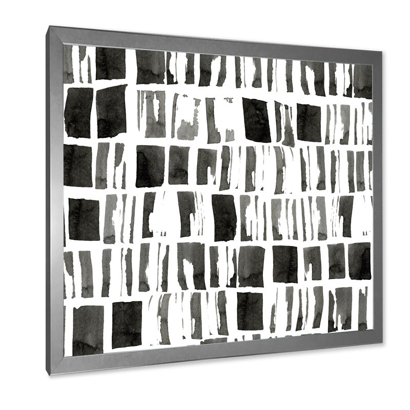Abstrait briques monochromes - cadre photo, impression sur toile, Encadrement argenté, H 16 po x l 16 po x P 1 po