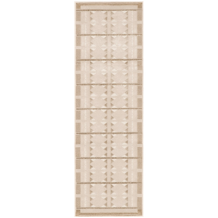 Nordic Power Loom Polyester Geometric Area Rug in Tan