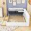 Lit plateforme double en bois avec tête de lit tapissier, rangement et tablette rotative-323396627
