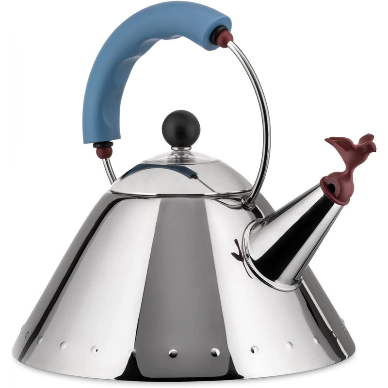 Alessi Whistling Stovetop Tea Kettle, 8.07″ H x 7.88" W, Blue