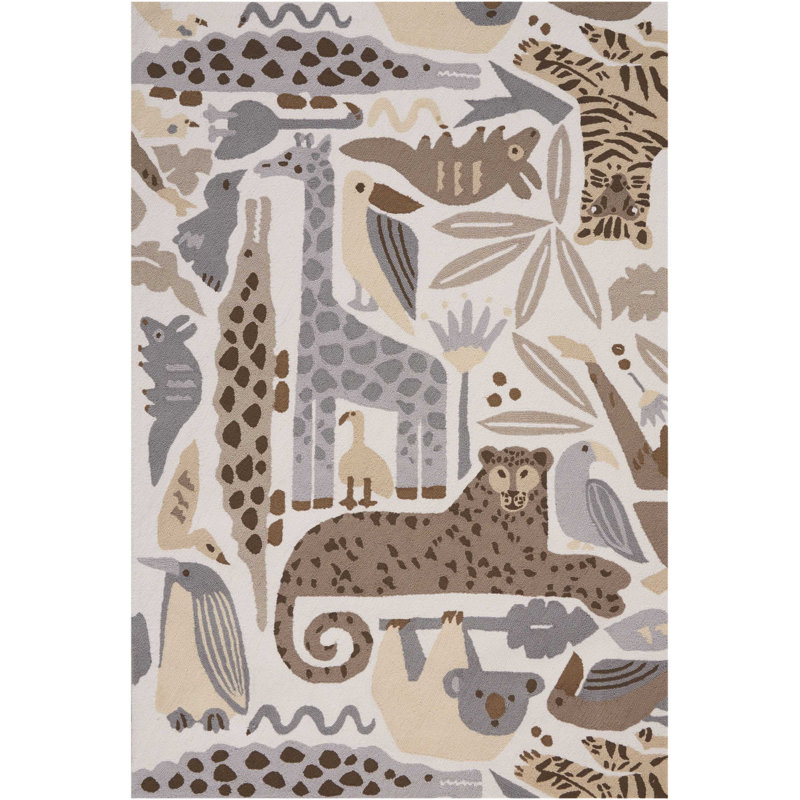 Tapis gris fait à la main Charline, Rectangle 5 pi x 7 pi 6 po