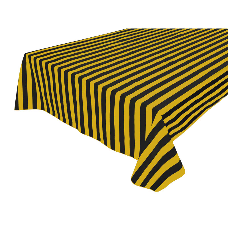 Nappe en coton à rayures Abdulsalam, Rectangle 84 po, Jaune et noir