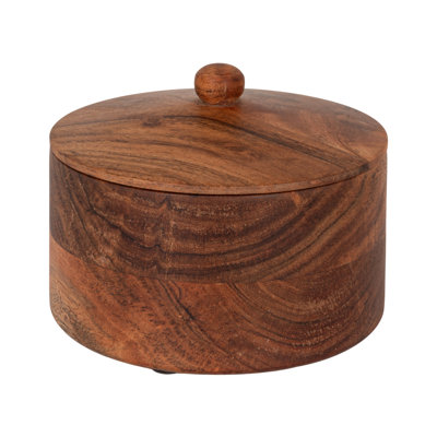Walnut-Finished Acacia Wood Lidded Jar