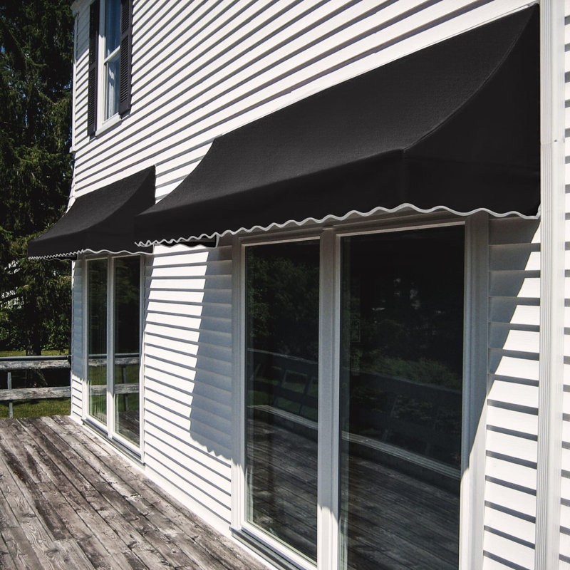 Awntech Nantucket Acrylic Fabric Fixed Awning, Black, 31" H x 52.5" W x 24" D