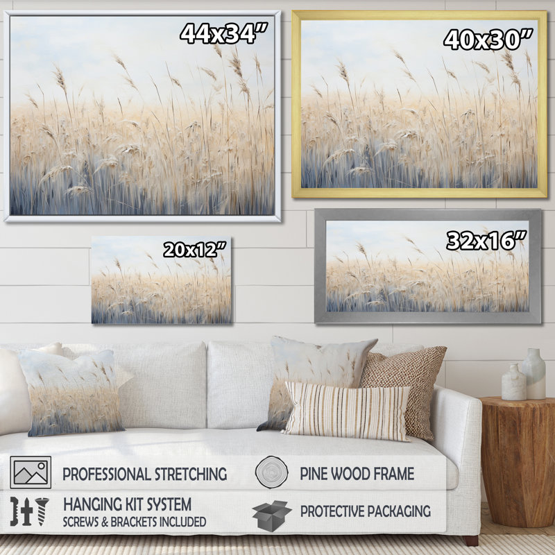 Prairies majestueuses prairies VII, Cadre simple argenté, H 16 po x l 32 po x P 1 po