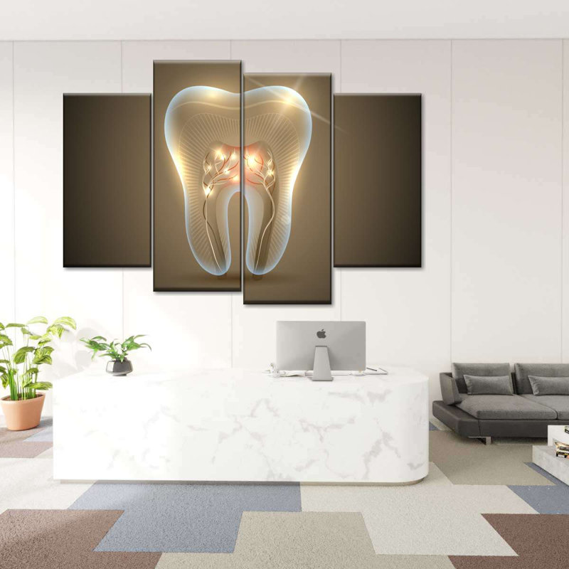 Ensemble de 4 pièces sur une toile brillante, H 22 po x l 36 po x P 1 po