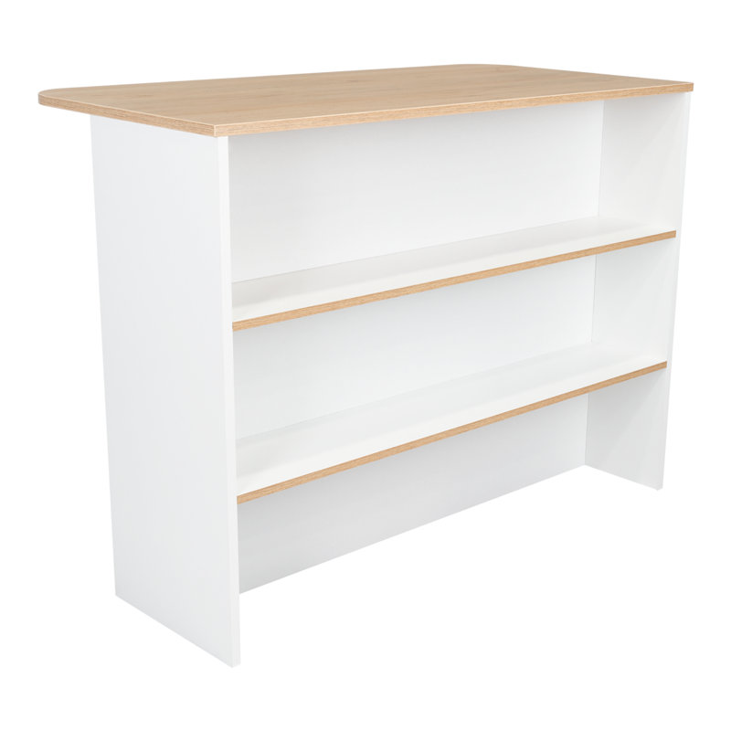 Meesam Crete Kitchen Island Pearl, White/Light Pine