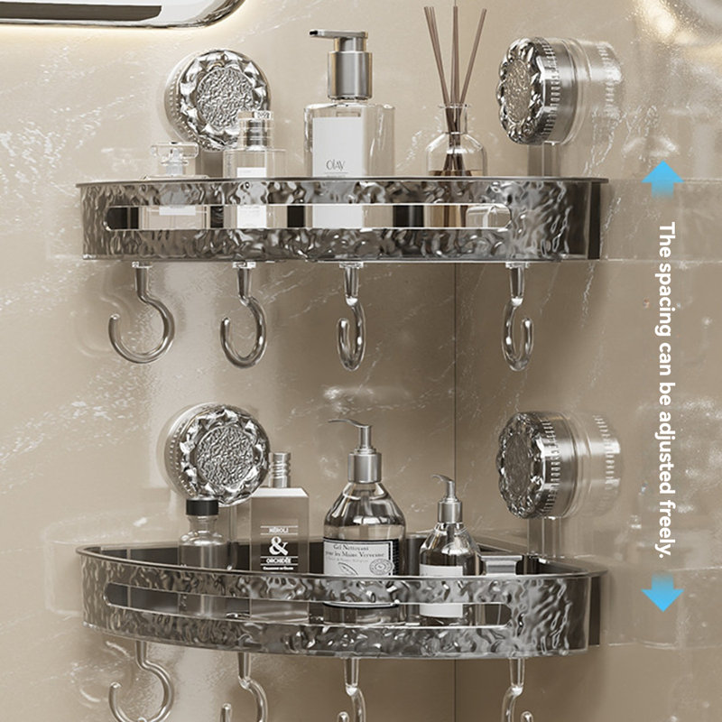 Serviteur de douche d'angle transparent avec crochet, Gris