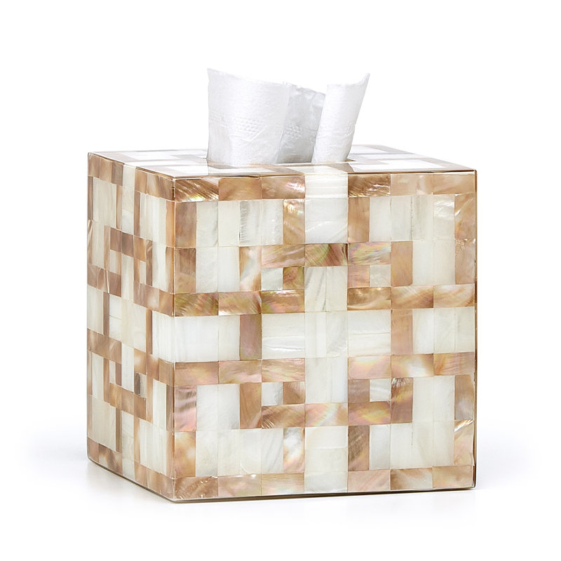 Jamie Drake Clear Acrylic and Natural Shell Tissue Box Cover