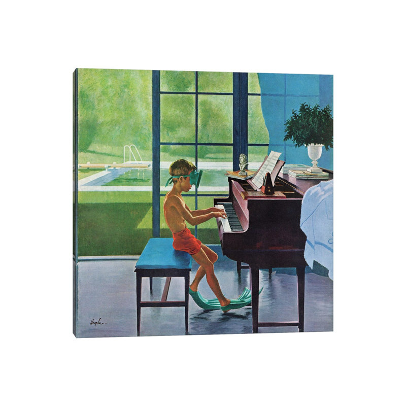 Poolside Piano Practice, Does Not Apply, Wrapped Canvas, 30.48 cm H x 30.48 cm W