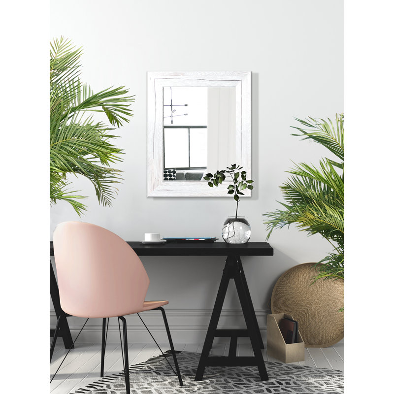 Javeria Wood Flat Wall Mirror, 86cm H x 60cm W, White