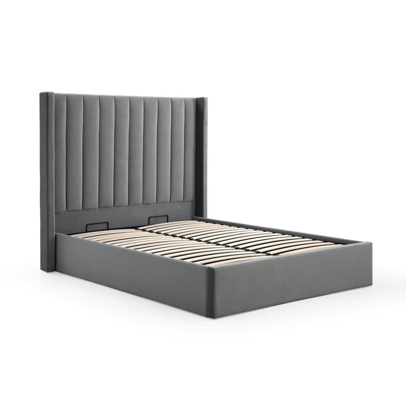 Heswall Upholstered Bed, Grey Faux Wool