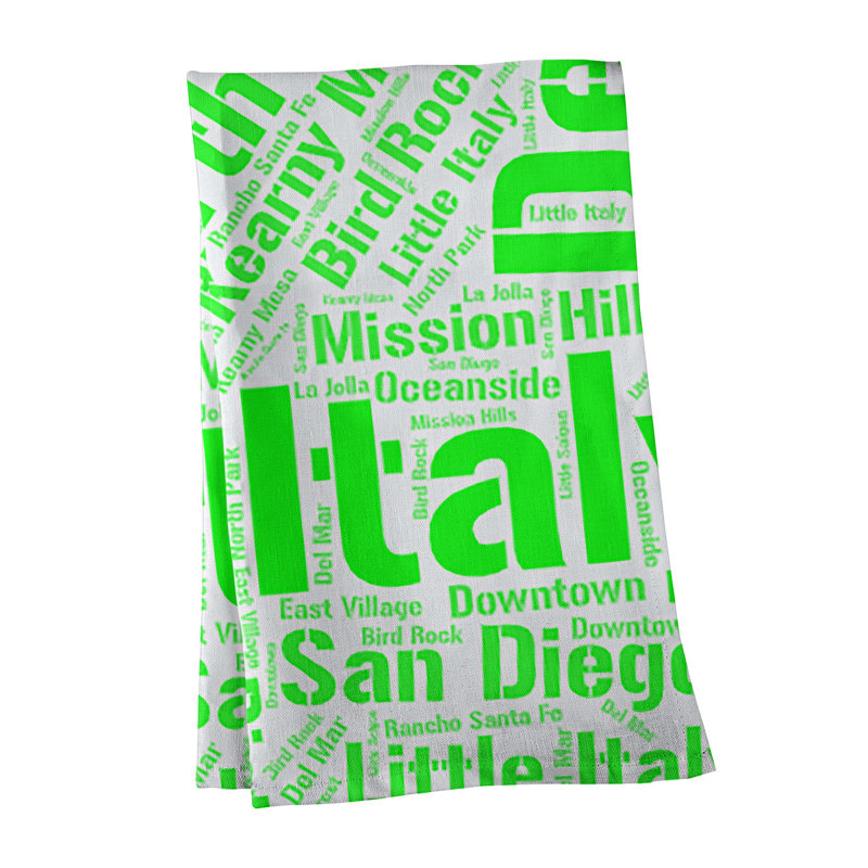 Cotton Tea Towel Kitchen Towel, Red, San Diego