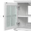  Meuble-lavabo contemporain 36 po avec lavabo en céramique, portes en verre texturé, tablette réglable et rangement ouvert, blanc-935911753