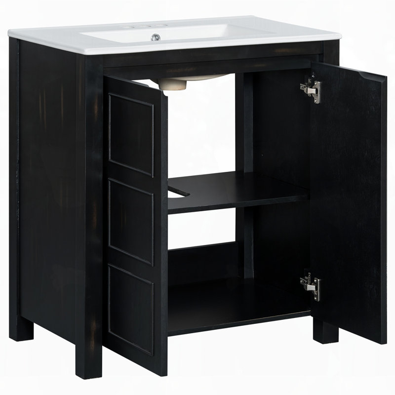 Meuble-lavabo moderne avec cadre en bois, Espresso