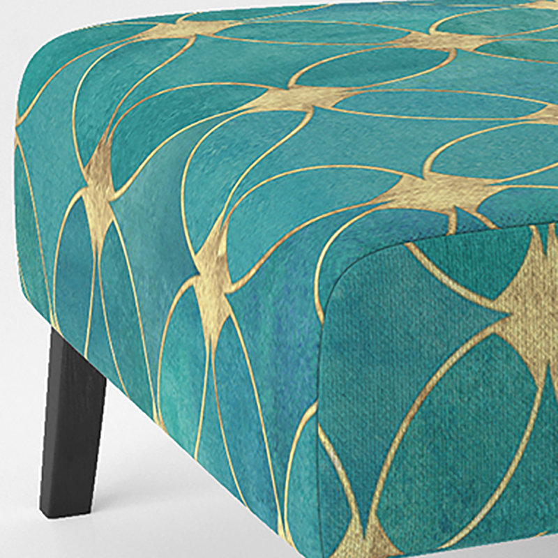 Fauteuil de chambre d'appoint en velours turquoise et doré scintillant