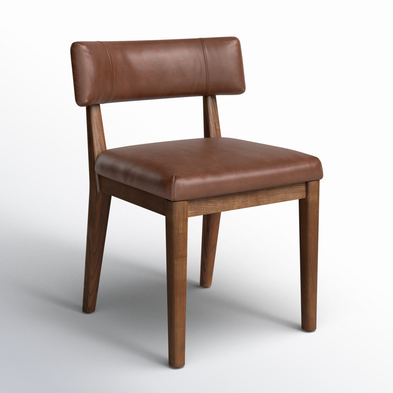 Cardell Fabric Side Chair in Alcala Nickel, Genuine Leather Brown, Brown