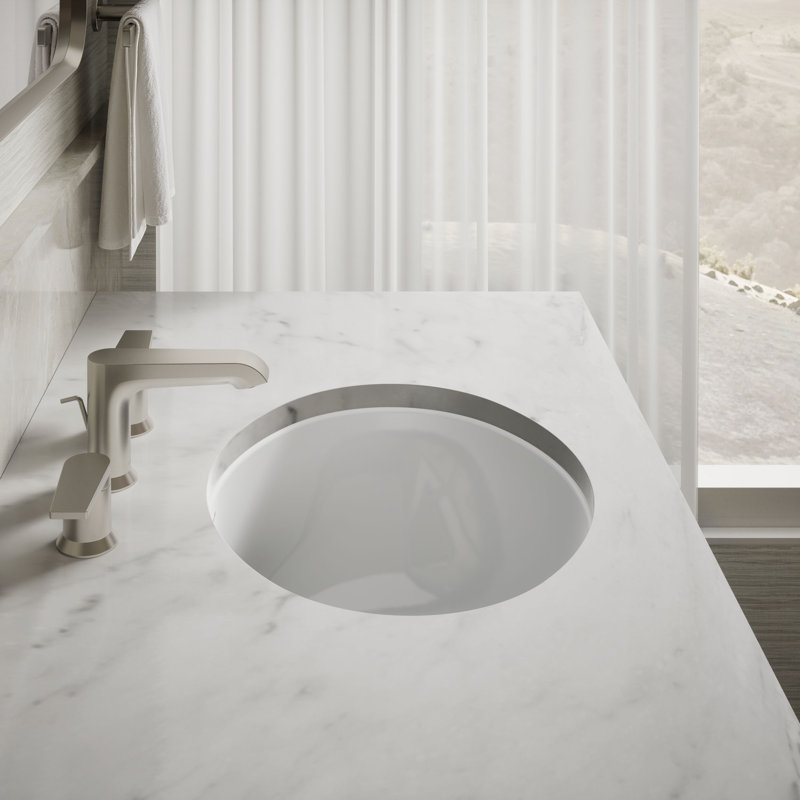 Caxton® Ceramic Oval Undermount Bathroom Sink with Overflow, White