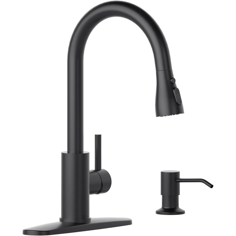 Kitchen Faucets With Soap Dispenser, Matte Black