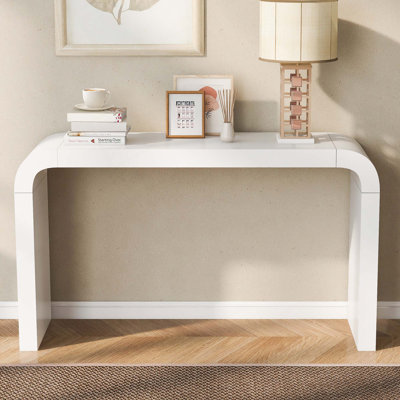 Table d'entrée minimaliste en acacia avec 2 pieds