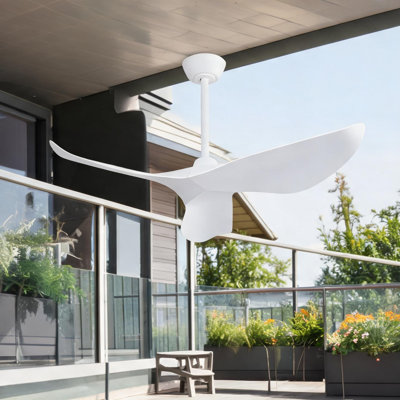 Ventilateur de plafond intérieur moderne 38 pouces avec moteur à courant continu et télécommande, ABS blanc doux, montage encastré