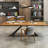 Brown+Black Rectangular Solid Wood+Iron desks-107197793