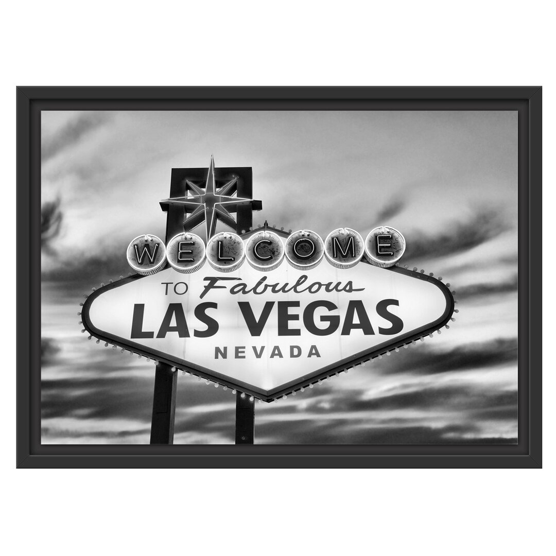 Gerahmtes Wandbild Las Vegas Schild