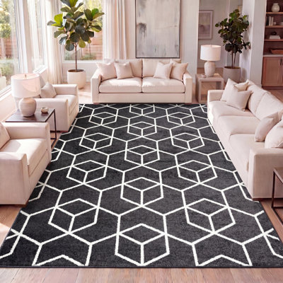 Tapis noir / blanc Mashawna
