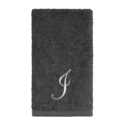 Winston Porter Granite/Silver Script Monogram Fingertip Towel Letter I
