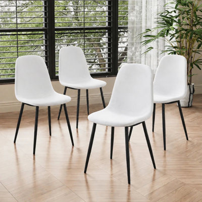 Mid-Century Modern Upholstered Dining Chairs with Sturdy Metal Legs (Set of 4)