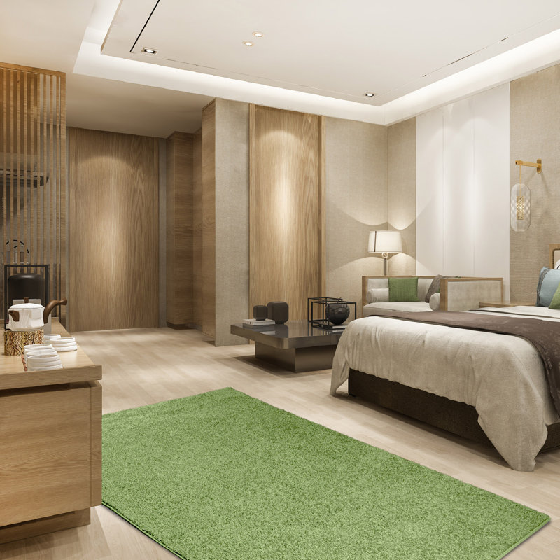 Modern Plush Pet and Kids Friendly Solid Color Lime Green Area Rugs, Stain & Fade Resistance, Perfect for Living Room, Dining Room, Bedroom, Playroom and Kidsroom, Event, Wedding, Amberleigh Binded Rug