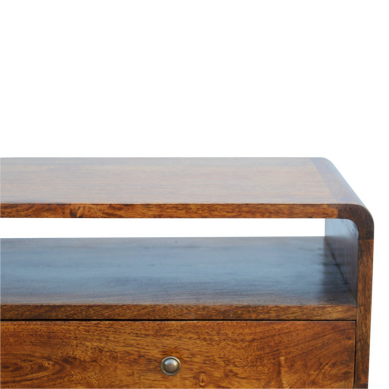 Console Mid-Century moderne incurvée avec pieds robustes, Brun
