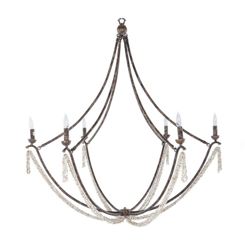 Nakita 6 - Light Candle Style Chandelier, Rust Brown
