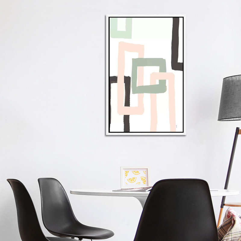 Pastel Blocks I by Lanie Loreth - Painting on Canvas, 101.6cm H x 66.04cm W x 3.81cm D, White Floater Framed