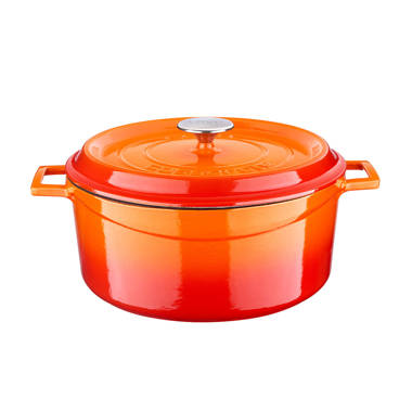 Lava Cast Iron Lava Enameled Cast Iron Skillet 3 Quart./10 inch-Combo Deep Frying Pan with Lid Color: Orange LV Y DTV KTV 26 O