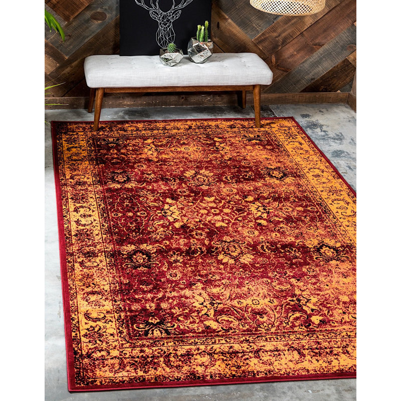Noir oriental/orange/jaune Tapis décoratif majestice, Rectangle 8 p x 11 pi 6 po