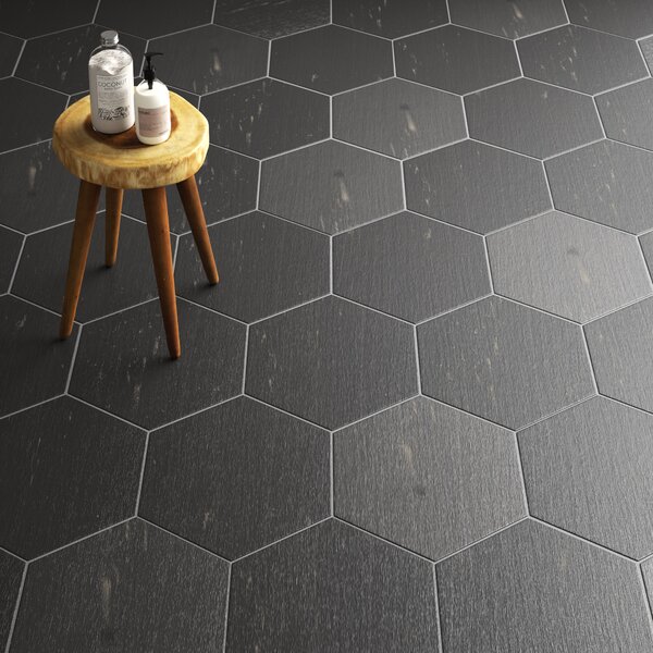 EliteTile Sample - Rama He Porcelain Floor and Wall Tile in Black