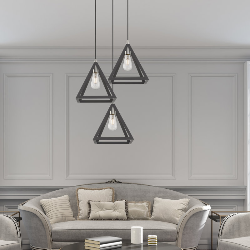 Luminaire suspendu géométrique à 1 lumière Avilez, Gris scandinave