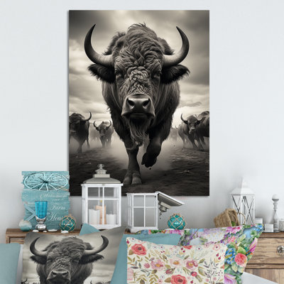 " Gray Buffalo Grazing Giants "