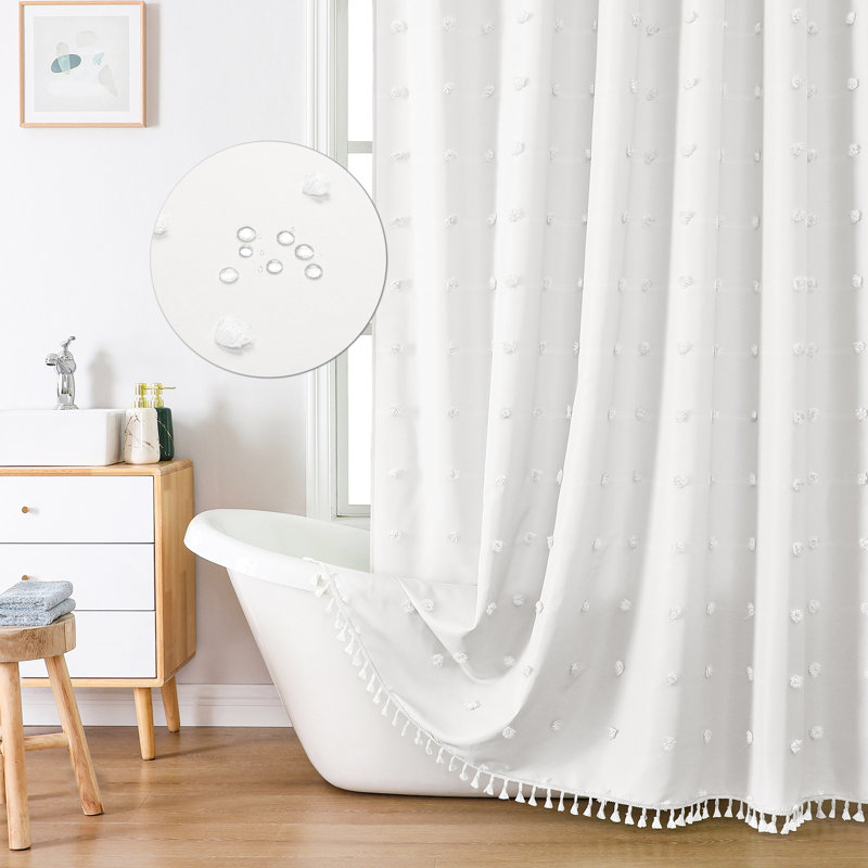 Rideau de douche Boho Farmhouse en tissu rose, rideau de douche 36x72, L 36 po x L 72 po (paquet de 1), Blanc