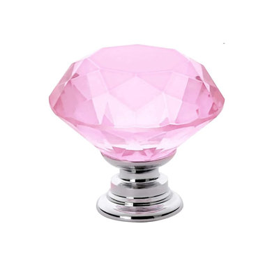 1.3" Diamond Shape Crystal Glass Cabinet Knobs with Silver Base