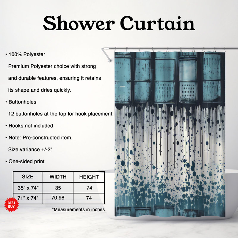 Droplet Patterns - Premium Shower Curtain, 74"H x 71"W