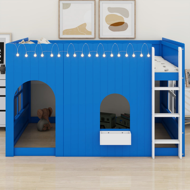 Dreamy Loft Bed Built-in LED Light String, Klein Blue, Full