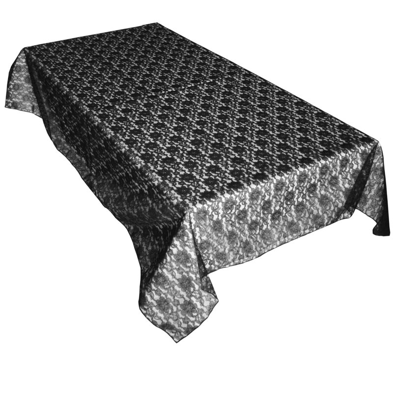 Superposition de dentelle florale, 144 po x 58 po, Noir