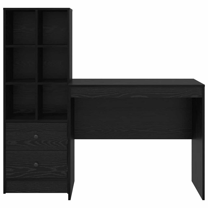 Desk With Storage With Drawer 2 Pcs 90 X 50 X 76 Cm, Black Oak
