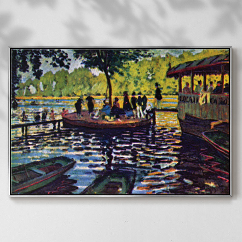 La Grenouillère par Monet sur toile, H 37 po x l 25 po x P 2 po, Argent