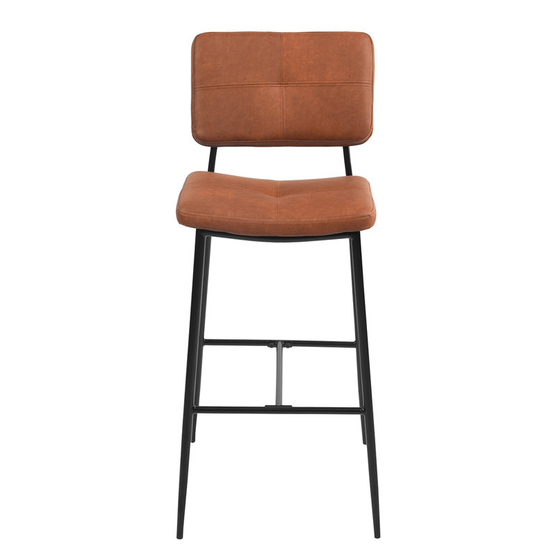 Yelton Upholstered Counter Stool with Metal Frame, Brown